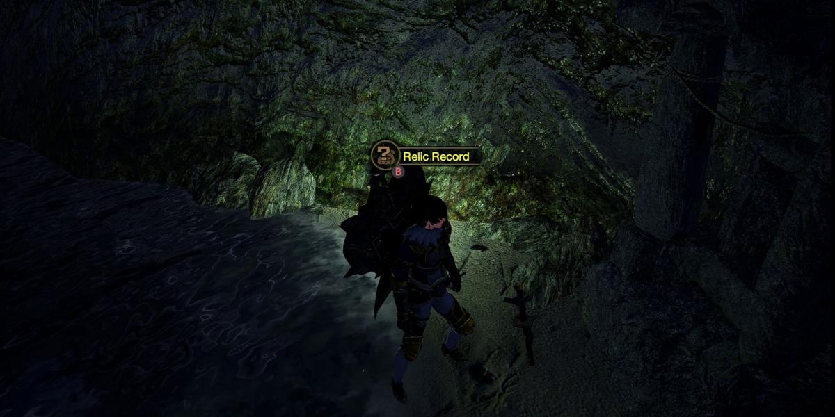 Monster Hunter Rise - Agarrando a Relíquia na Caverna Secreta da Área de Água à Direita da Seção 7