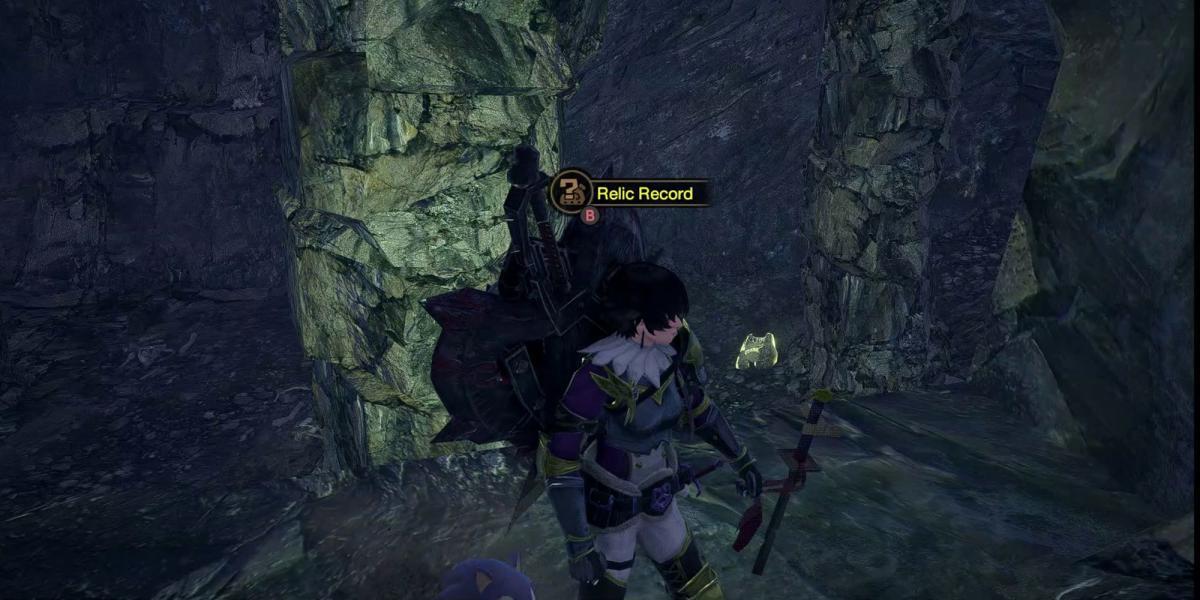 Monster Hunter Rise - Agarrando o Registro da Relíquia na Caverna Secreta da Seção 11 do Mapa