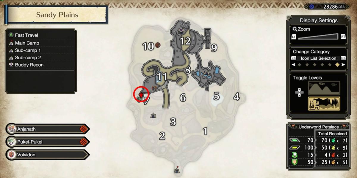Monster Hunter Rise - Agarrando a Relíquia na Caverna Subterrânea Oculta da Seção 11 no Mapa Detalhado