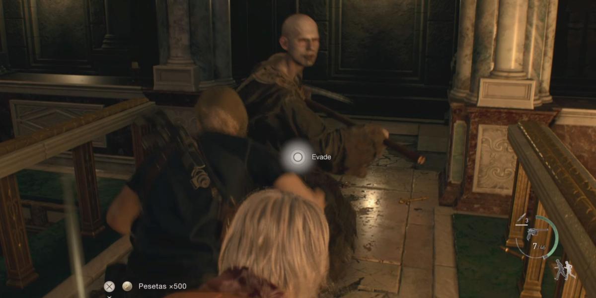 Fugindo de ataques no remake de Resident Evil 4