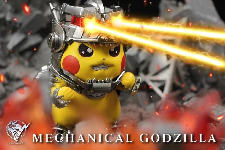 Esta estatueta Mecha Godzilla Pikachu é uma combinação estranha, mas não é aleatória