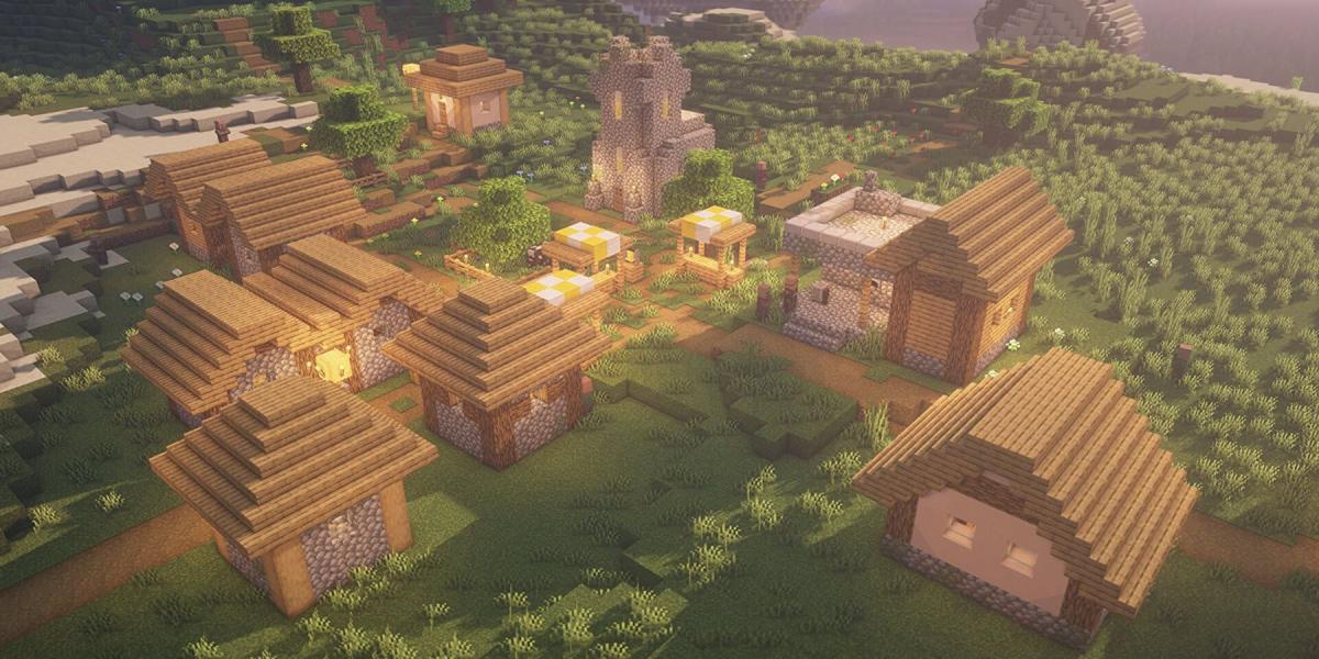 Fã de Minecraft faz pixel art impressionante de uma vila do jogo