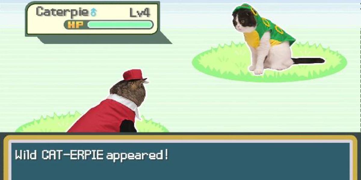 Fã de Pokemon reencena jogo com seus gatos vestidos como treinador de Pokemon e Bulbasaur