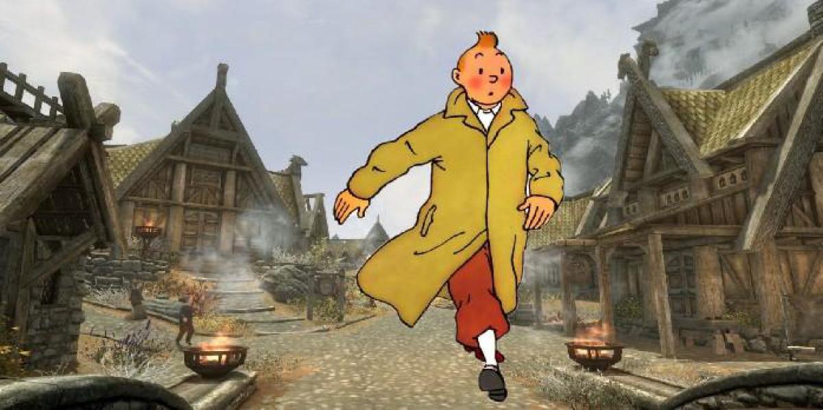 Fã de Skyrim faz arte interessante de crossover com Tintin