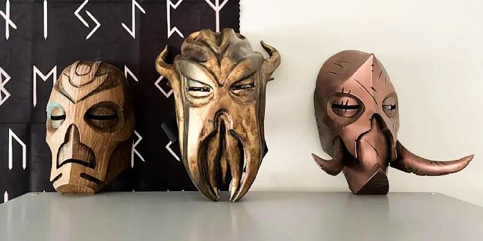 Fã de Skyrim mostra coleção impressionante de máscaras de sacerdote de dragão da vida real
