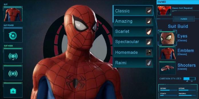 Fã do Homem-Aranha da Marvel cria menu de personalização de traje incrível