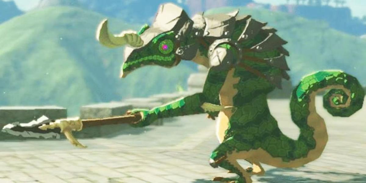 Um Lizalfos segurando uma Lança Lizal em The Legend of Zelda: Breath of the Wild 2