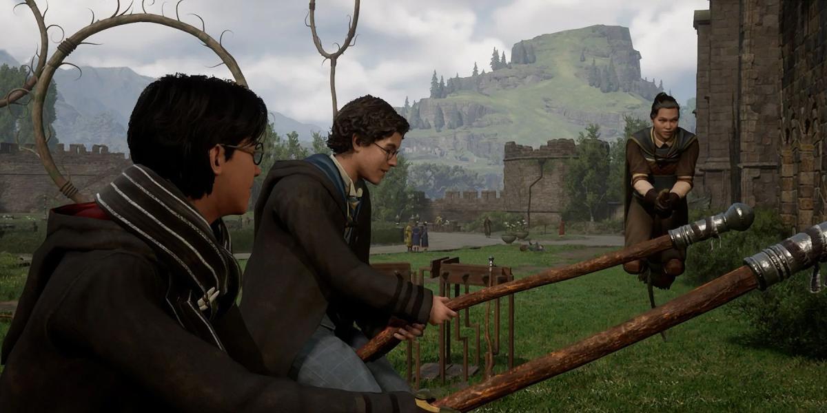 Falha estranha no legado de Hogwarts permite que o jogador corra em cima de uma vassoura voadora