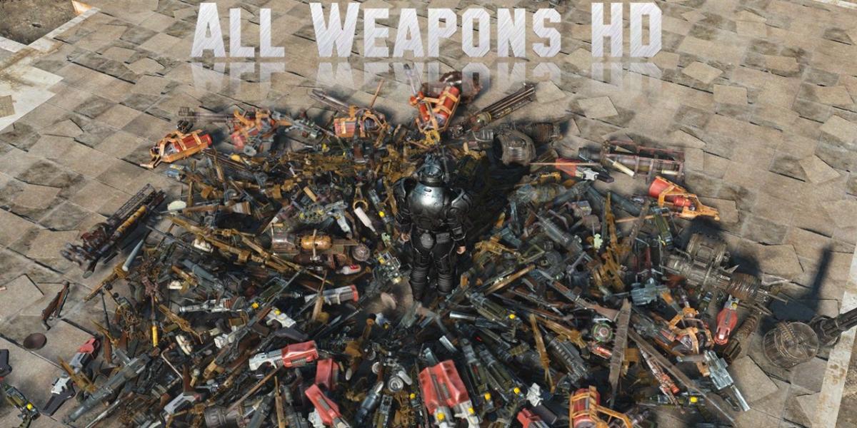 Fallout 4 todas as armas hd plaer no topo da pilha de armas