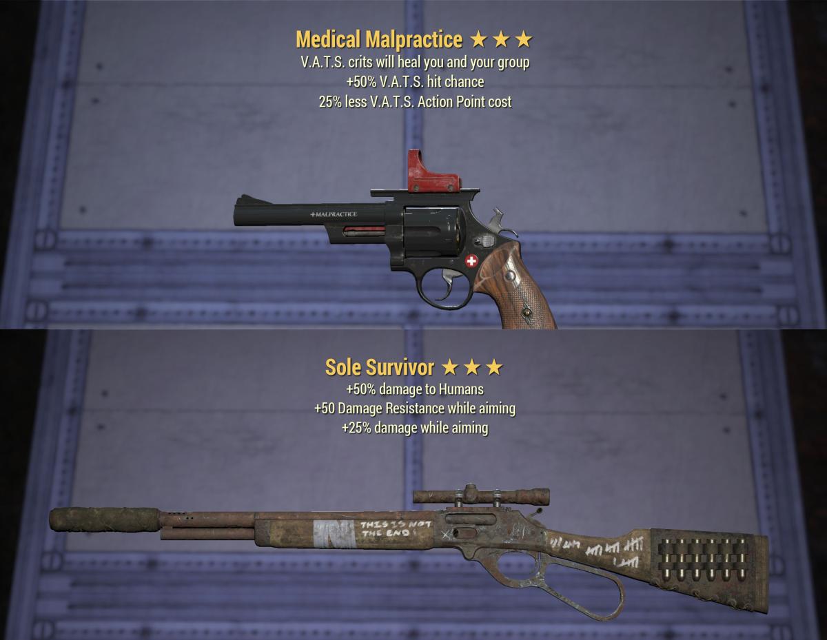 Fallout 76 Medical Malpractice Sole Survivor Operações Diárias Armas