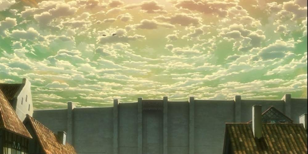 Captura de tela das paredes do anime Attack on Titan