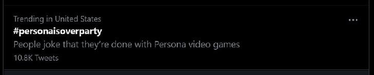 Fãs de Persona ganham #personaisoverparty Trending no Twitter