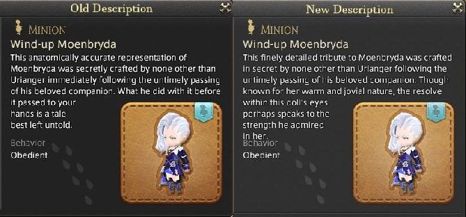 Final Fantasy 14 Update 6.1 Muda a descrição de Moenbryda Minion