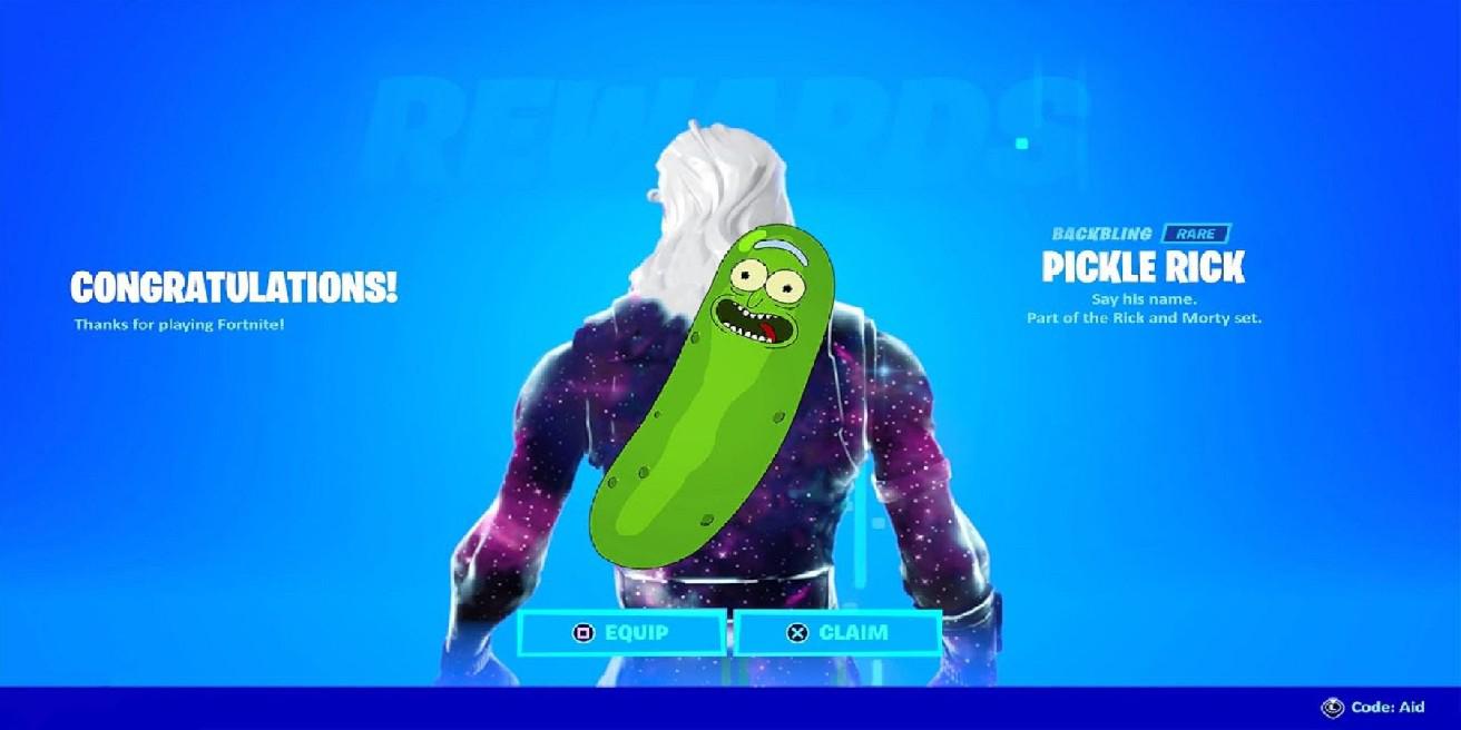 Fortnite agora tem um Pickle Rick Back Bling