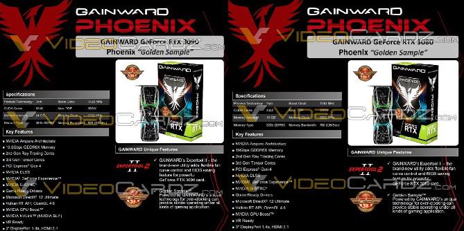 Gainward RTX 3090 e RTX 3080 Imagens e especificações vazadas