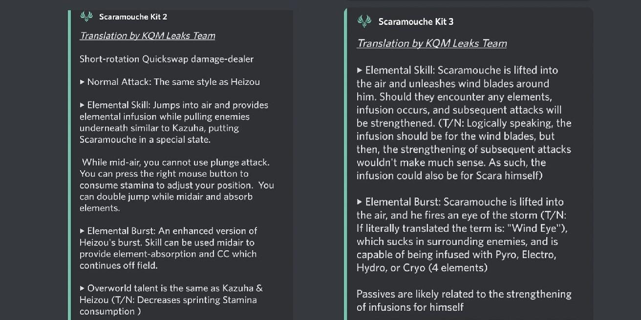 Genshin Impact Leak revela habilidade elementar e explosão de Scaramouche