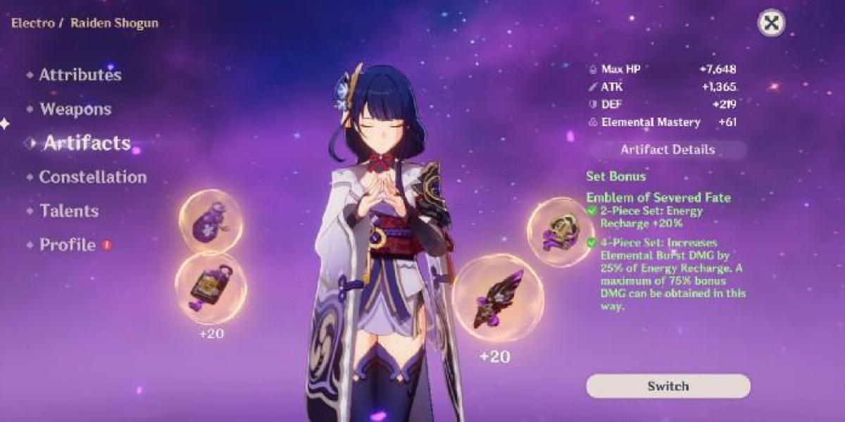 Genshin Impact versão 2.7 adicionará recomendações de talentos e artefatos
