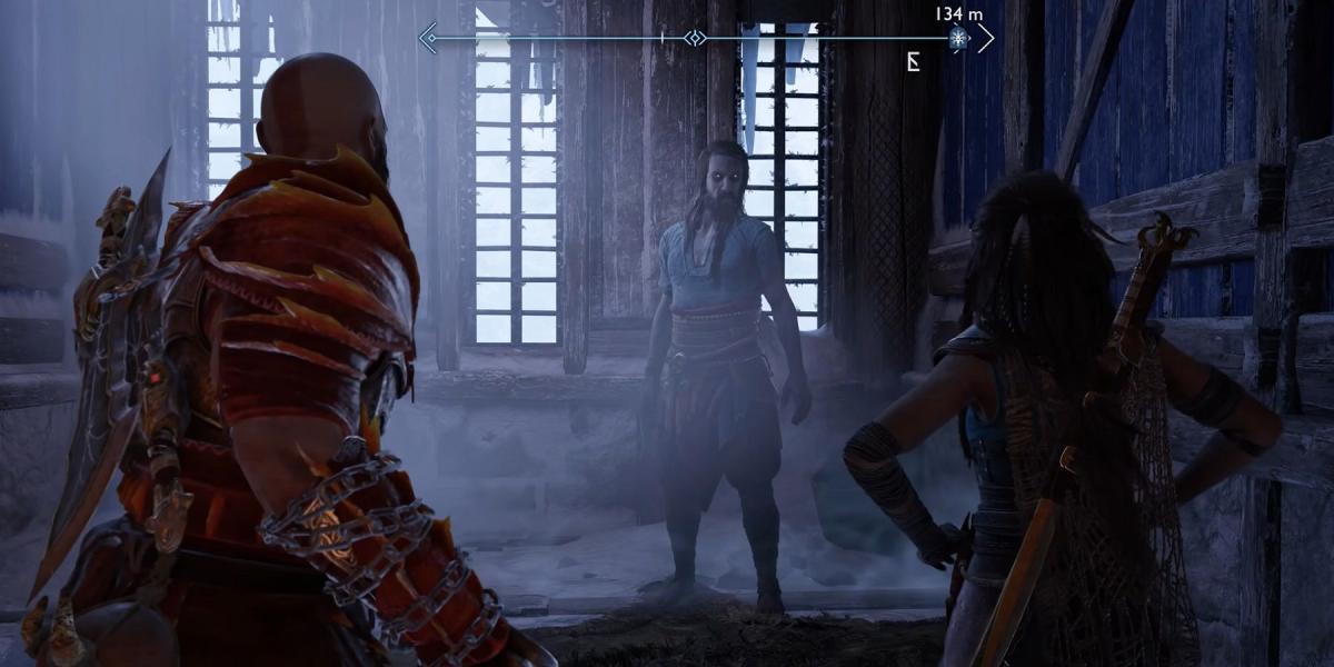 Glitch engraçado de God of War Ragnarok mostra o corpo de Tyr preso em uma porta