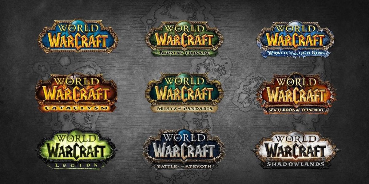 Gráfico de compartilhamentos de fãs de World of Warcraft comparando o tamanho do patch ao longo da história