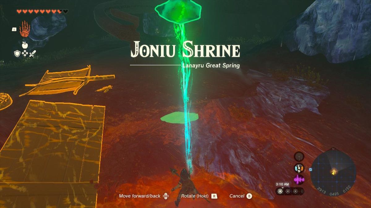 Zelda Tears of the Kingdom Joniu Shrine Localização Ralis Channel Green Crystal Ultrahand