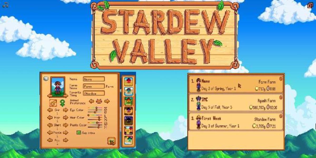 Guia para iniciantes do Stardew Valley: criando um arquivo