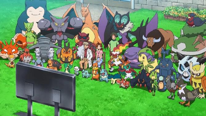 Imagem de anime de Pokemon mostra o antigo Pokemon de Ash assistindo sua grande partida