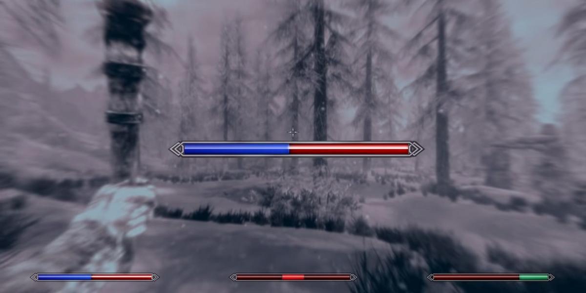 Imagem estranha de Skyrim mostra jogador com 0 de vida máxima
