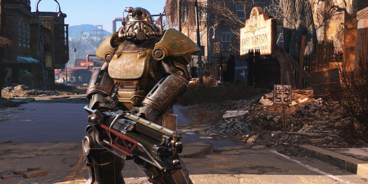 Jogador constrói mansão incrível em Fallout 4.