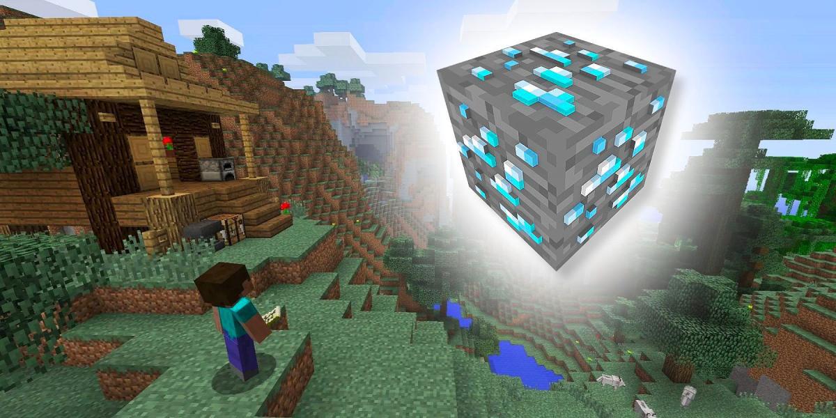 Jogador de Minecraft incrivelmente sortudo encontra enorme veia de diamante