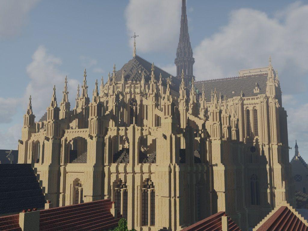 Jogador de Minecraft recria Notre-Dame usando planos medievais