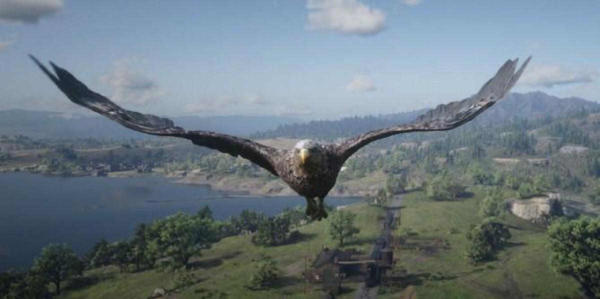 Jogador de Red Dead Redemption 2 captura imagens de águia pegando um coelho