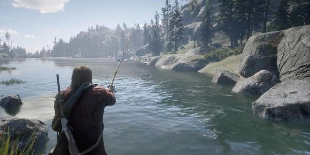 Jogador de Red Dead Redemption 2 pega peixe gigante