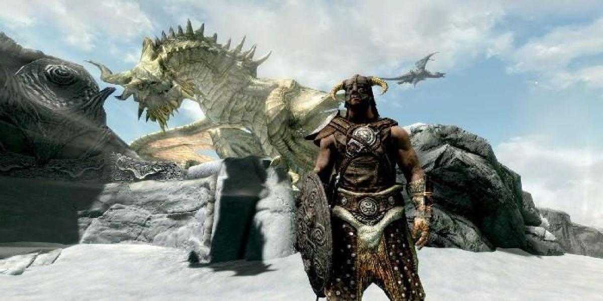 Jogador de Skyrim captura momento em que dragão voa com seu cavalo