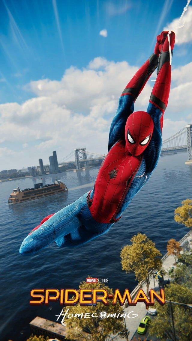 Jogador do Homem-Aranha cria incríveis pôsteres de filmes de volta ao lar no jogo