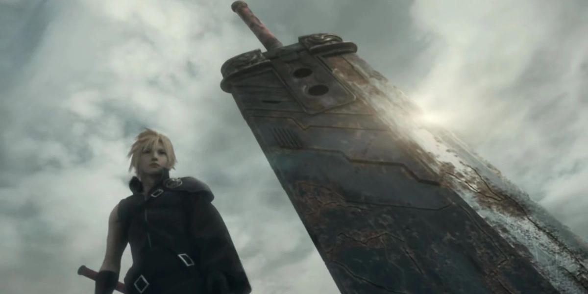 Jogador joga Final Fantasy 7 Remake com um controlador Buster Sword real