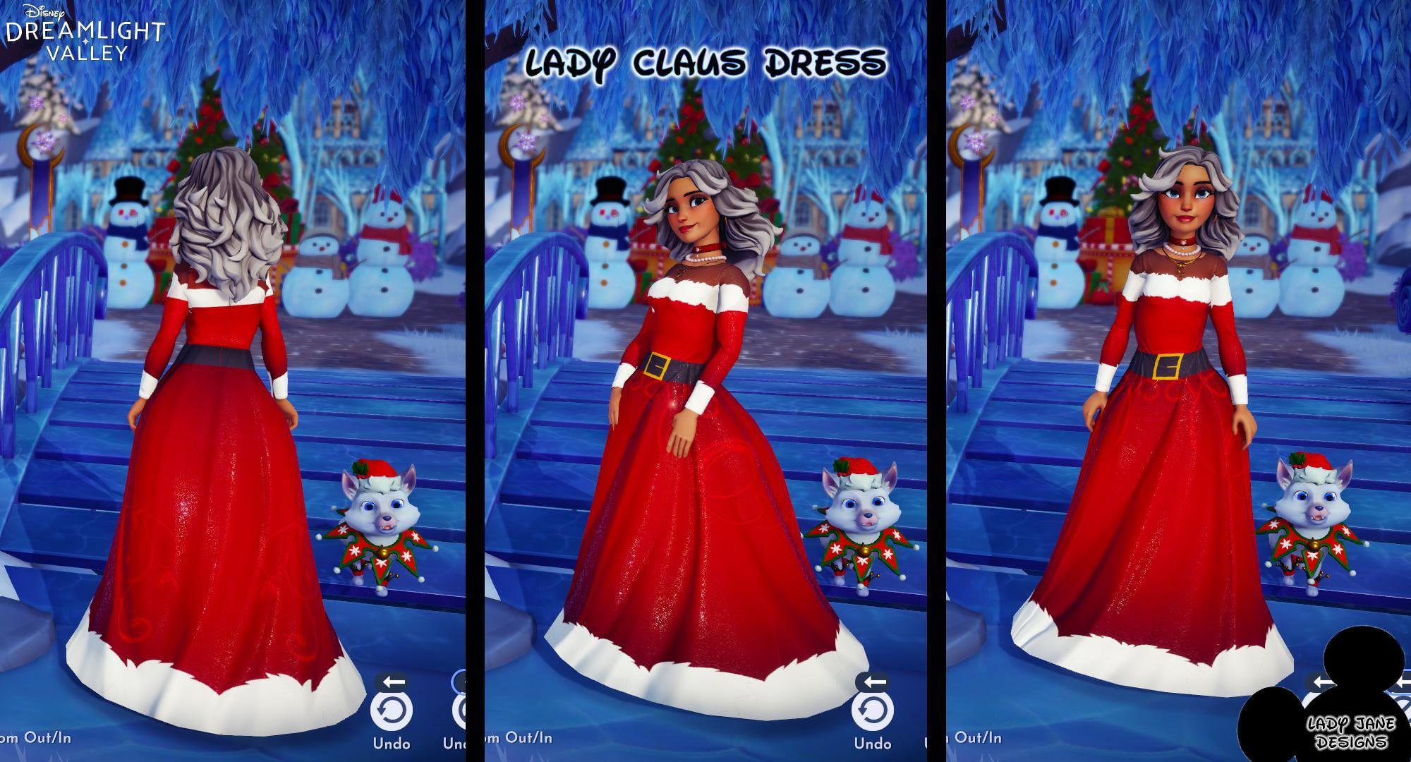 Jogadora do Disney Dreamlight Valley compartilha vestidos que fizeram para o Natal