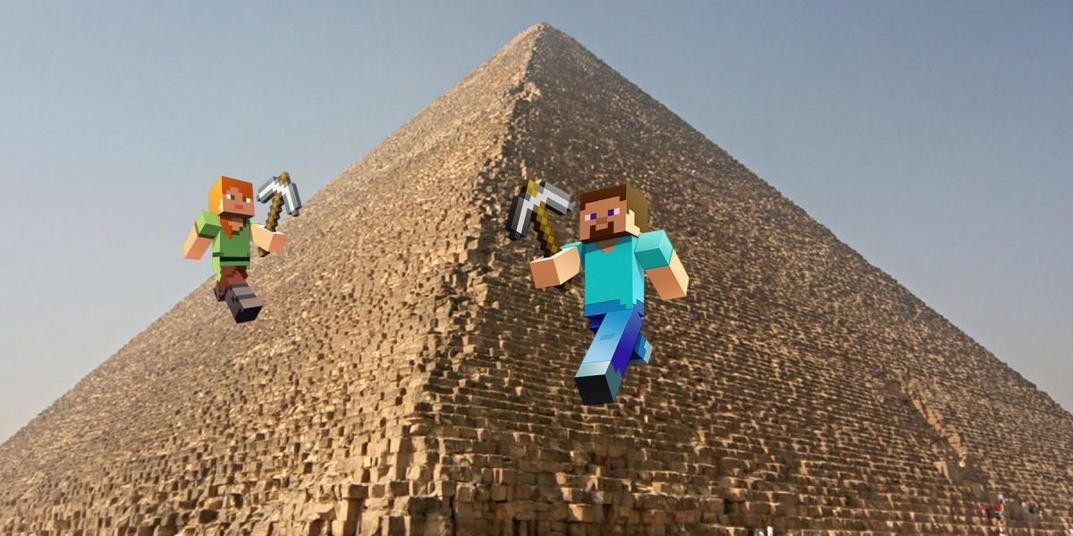 Jogadores de Minecraft constroem incrível pirâmide no deserto