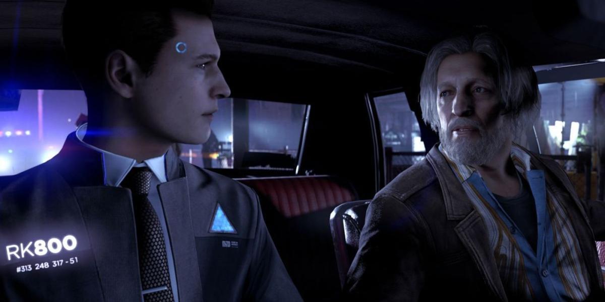 Detroit se torna humano Connor e Hank dentro do carro da polícia