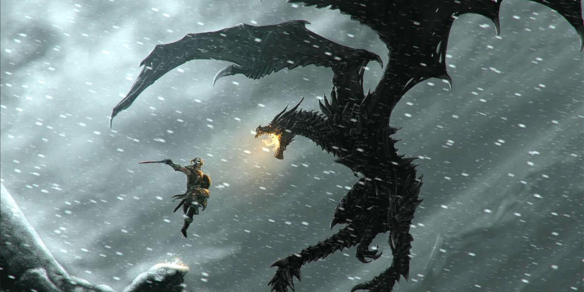 Skyrim Dragonborn Dragão Lutador