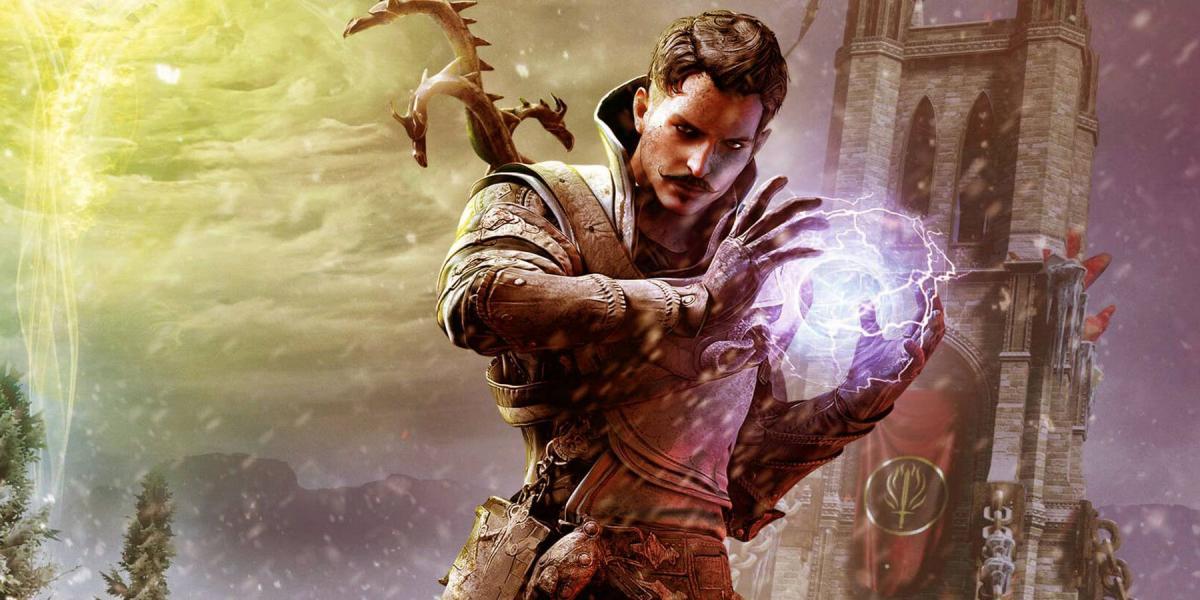 Dorian de Dragon Age: Inquisition lançando um feitiço