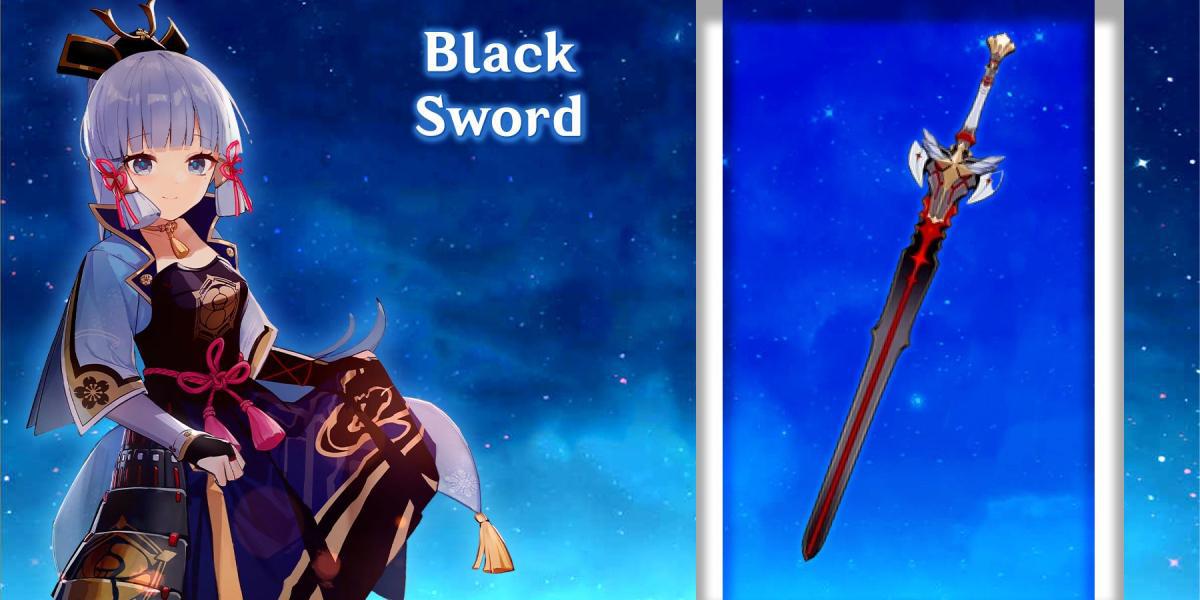ayaka segurando a espada negra no impacto genshin