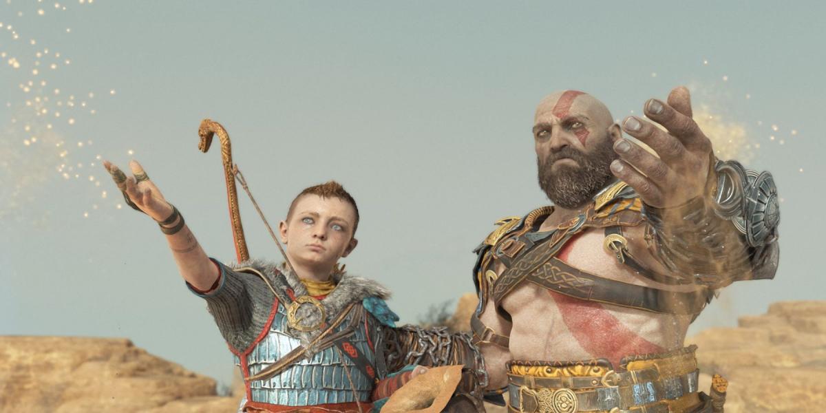 Kratos e Atreus espalhando as cinzas de Faye