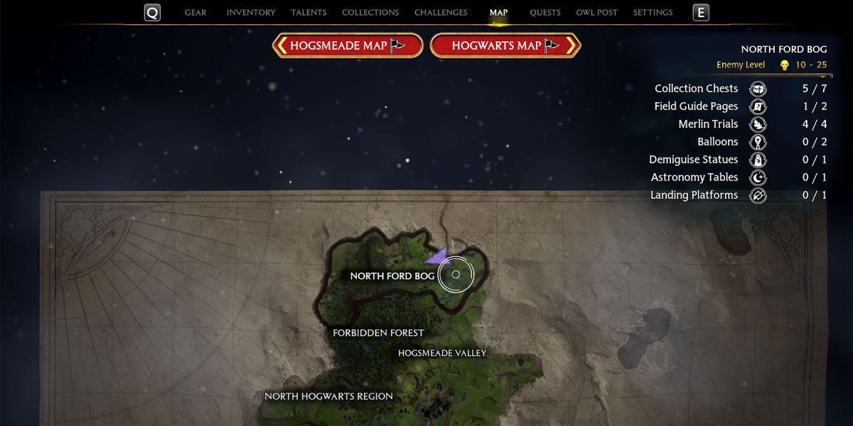 Legado de Hogwarts: como resolver todos os desafios de Merlin em North Ford Bog