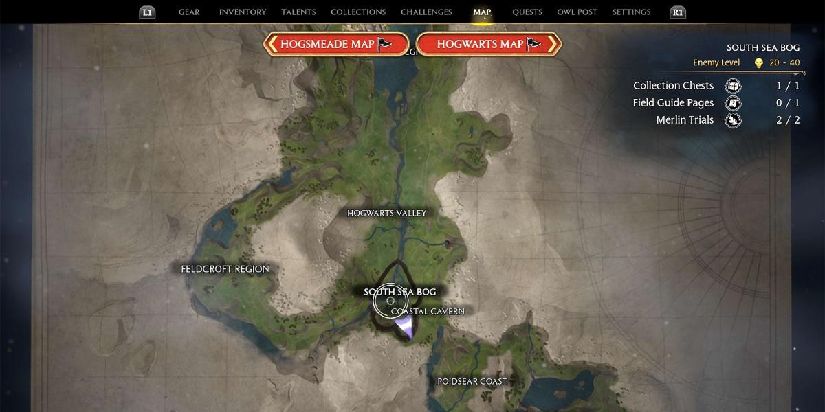 Legado de Hogwarts: Como resolver todos os desafios de Merlin em South Sea Bog