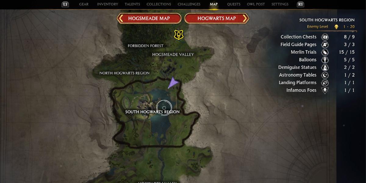 Legado de Hogwarts: como resolver todos os desafios de Merlin na região sul de Hogwarts