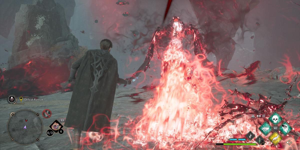 Dragão Ranrok cuspindo fogo no Legado de Hogwarts