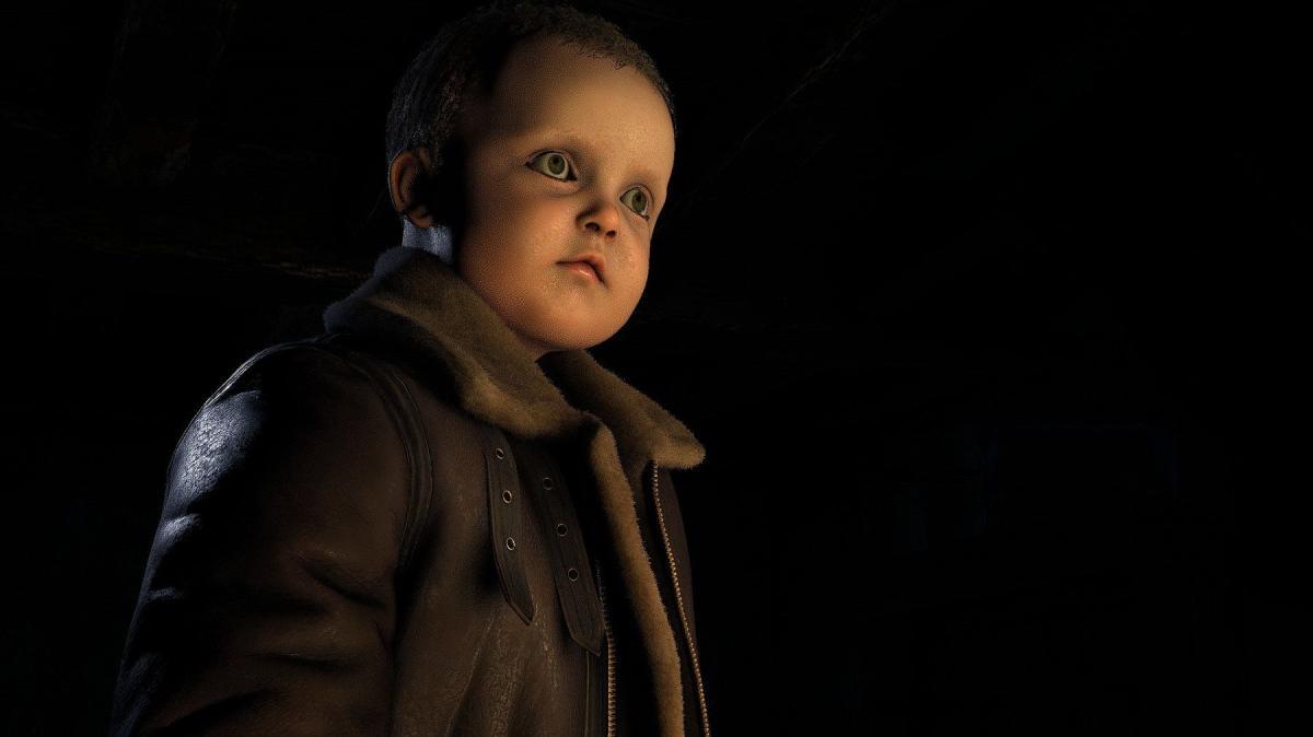 Imagem do remake de Resident Evil 4 mostrando Leon Kennedy como um bebê gigante.