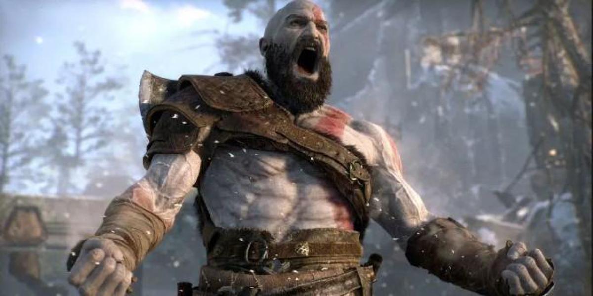 Lutador Vertvixen cosplays como Kratos para o jogo