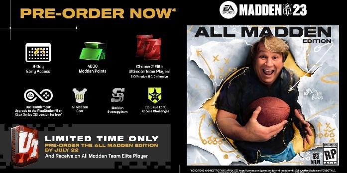 Madden NFL 23 revela bônus de pré-venda, All Madden Edition