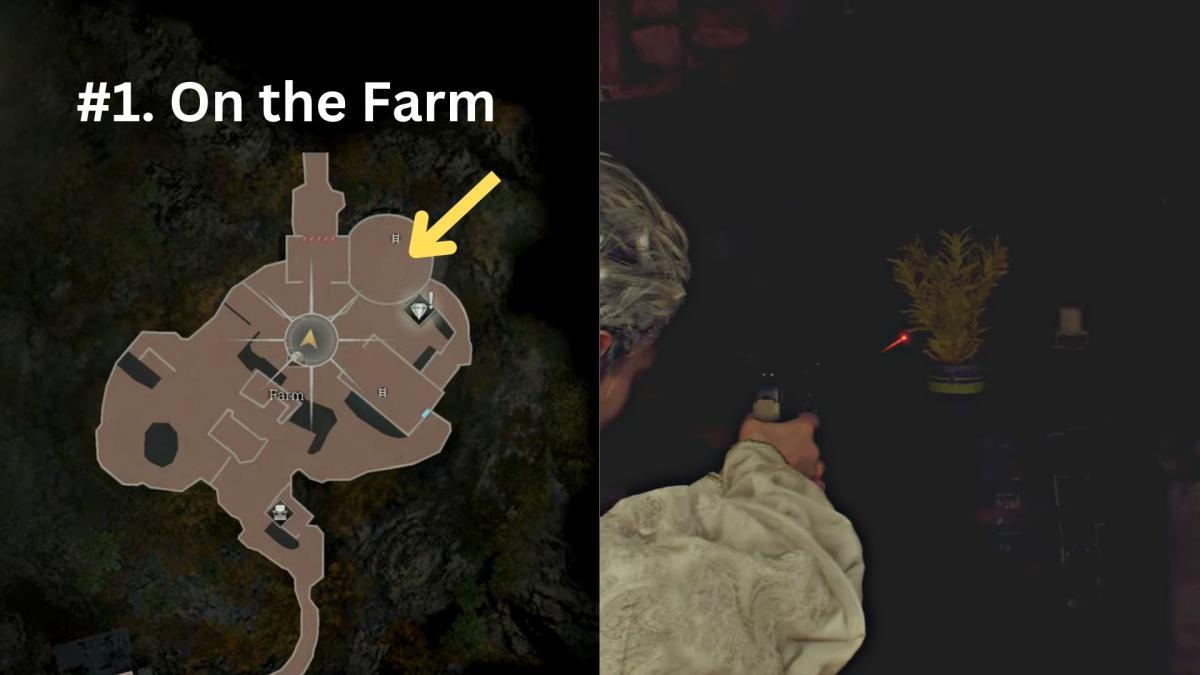 imagem mostrando a primeira erva amarela no farm re4 remake.